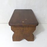 Old small bench in solid oak wood vintage step stool