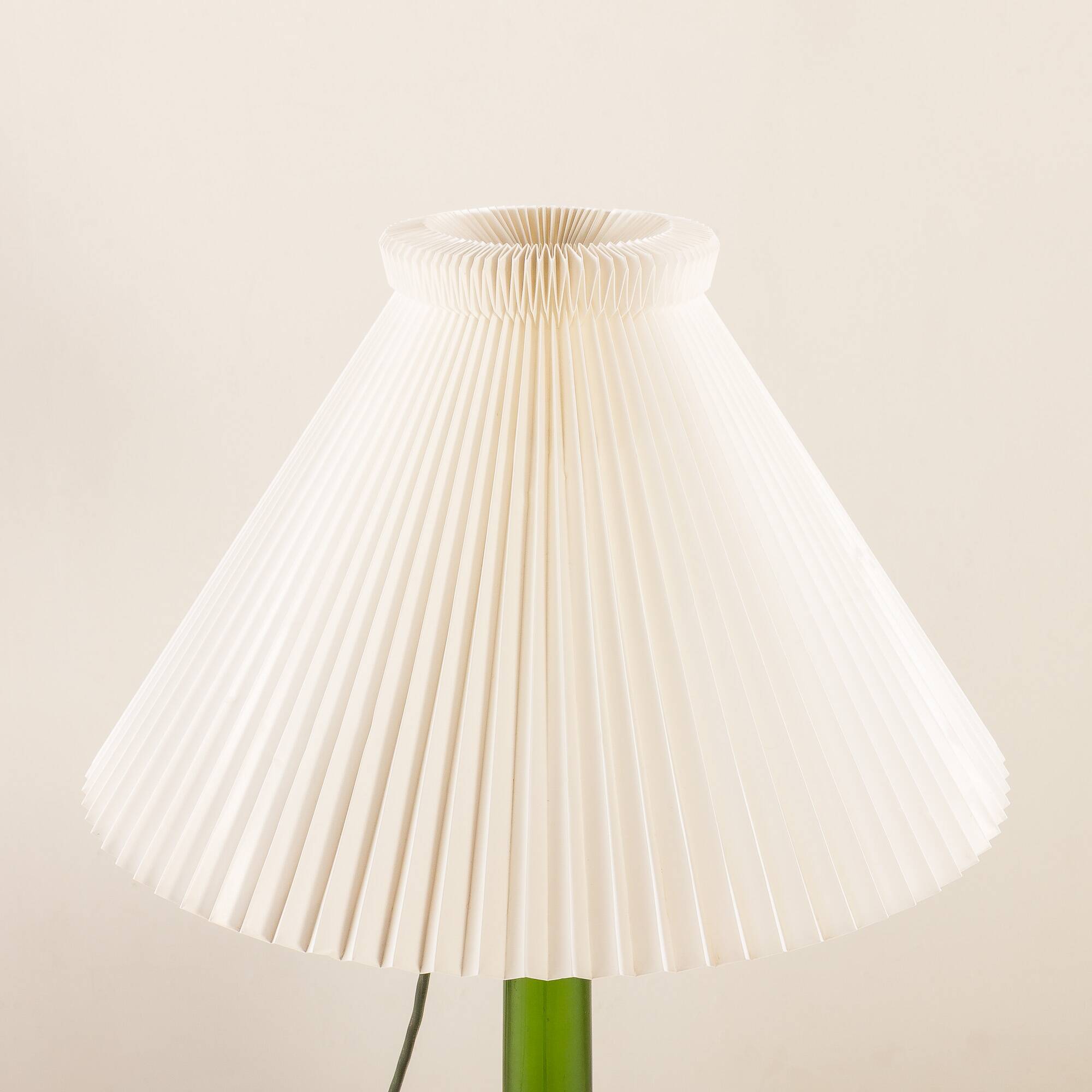 Holmegaard XL deep green lamp with Le Klint shade, 1960s