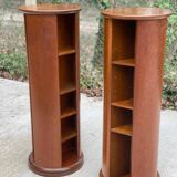 Paire de sellettes pivotantes en bois