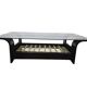 Vintage glass coffee table with dark wood frame