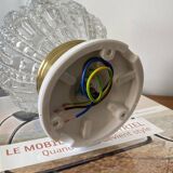 Ceiling light or globe wall light, moulded glass, 14 cm, porcelain rose.