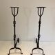 Pair of wrought iron landiers. french work ,seventeenth century