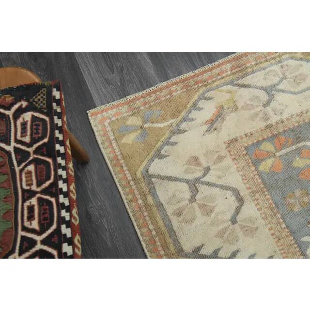 1970s Vintage Turkish Oushak Handmade Wool Cotton Orange Area Rug 198X287