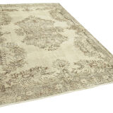 Handwoven antique anatolian beige carpet 192 cm x 274 cm