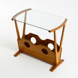 Beautiful mid-century modern side table with magazine rack, made of ash woo