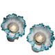 Pair of wall lights with porcelain feet and blue glass tulips in Art Deco style.