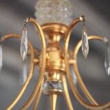 Vintage pendant light, brass pendant light with glass globe, 6-light chandelier