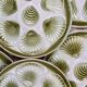 Set of 6 Moulin des Loups oyster plates – vintage green earthenware