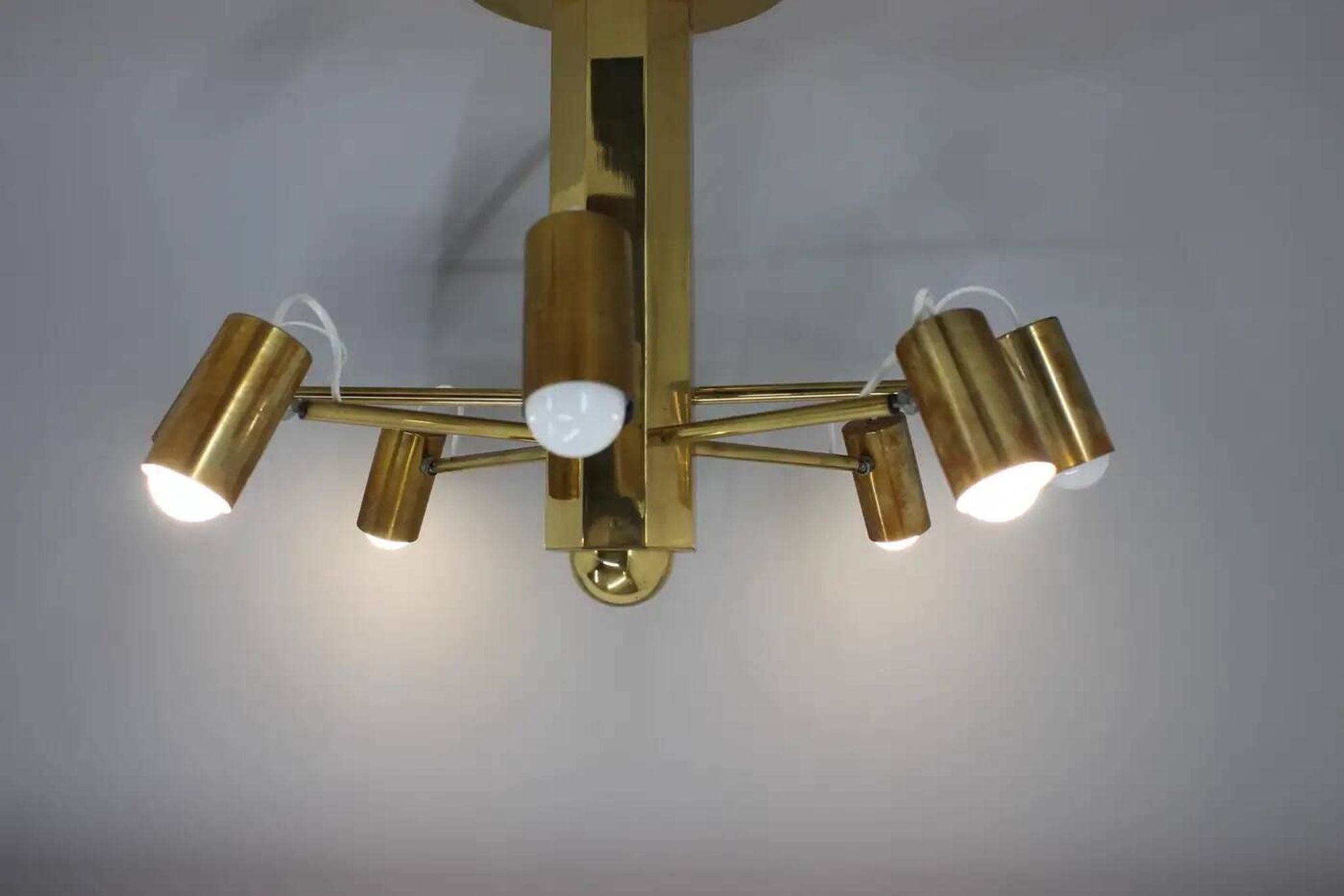 Midcentury Sputnik brass Space Age adjustable pendant/chandelier, 1970s