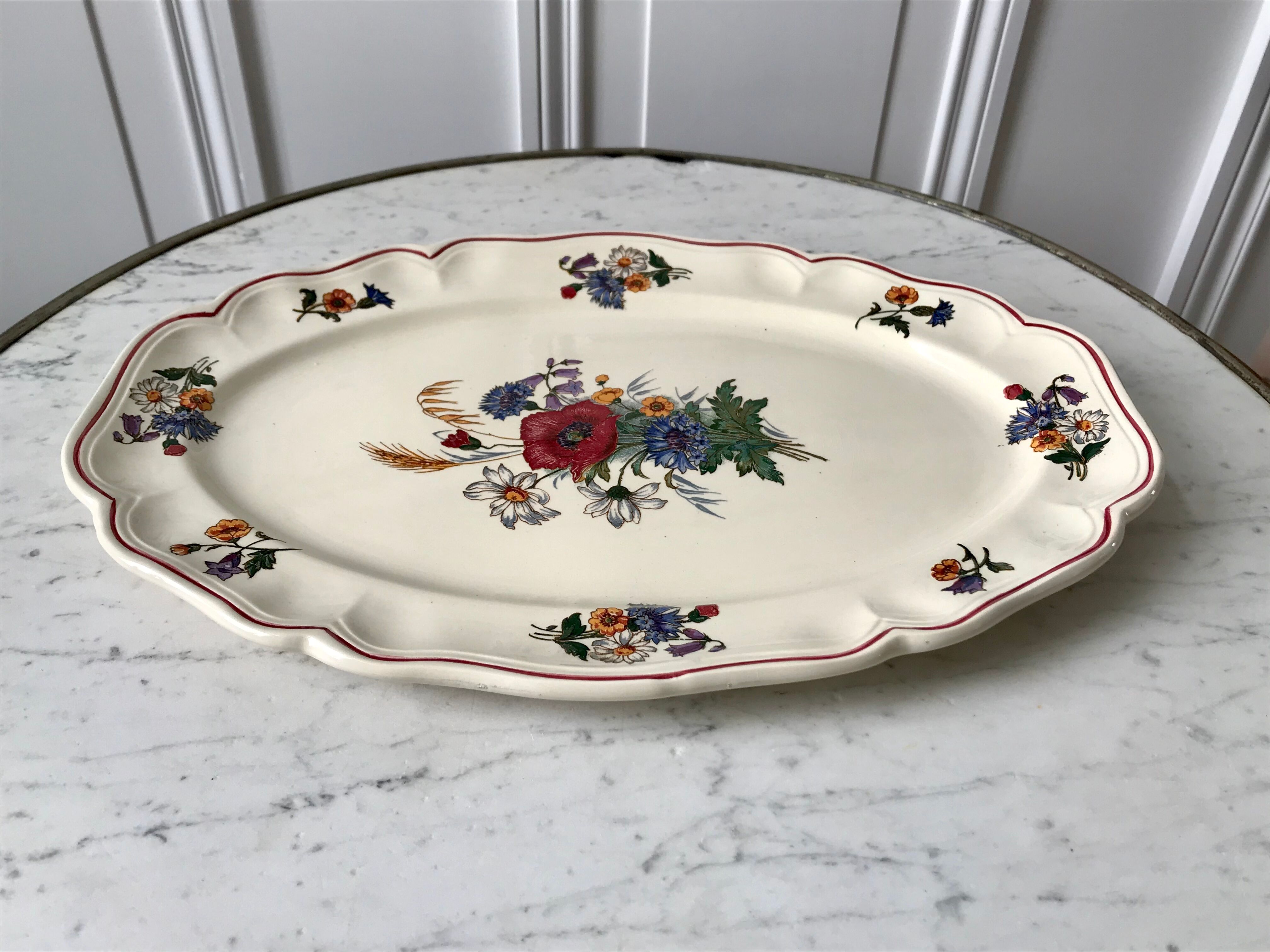 Dish oval Digoin Sarreguemines model Agreste 50s