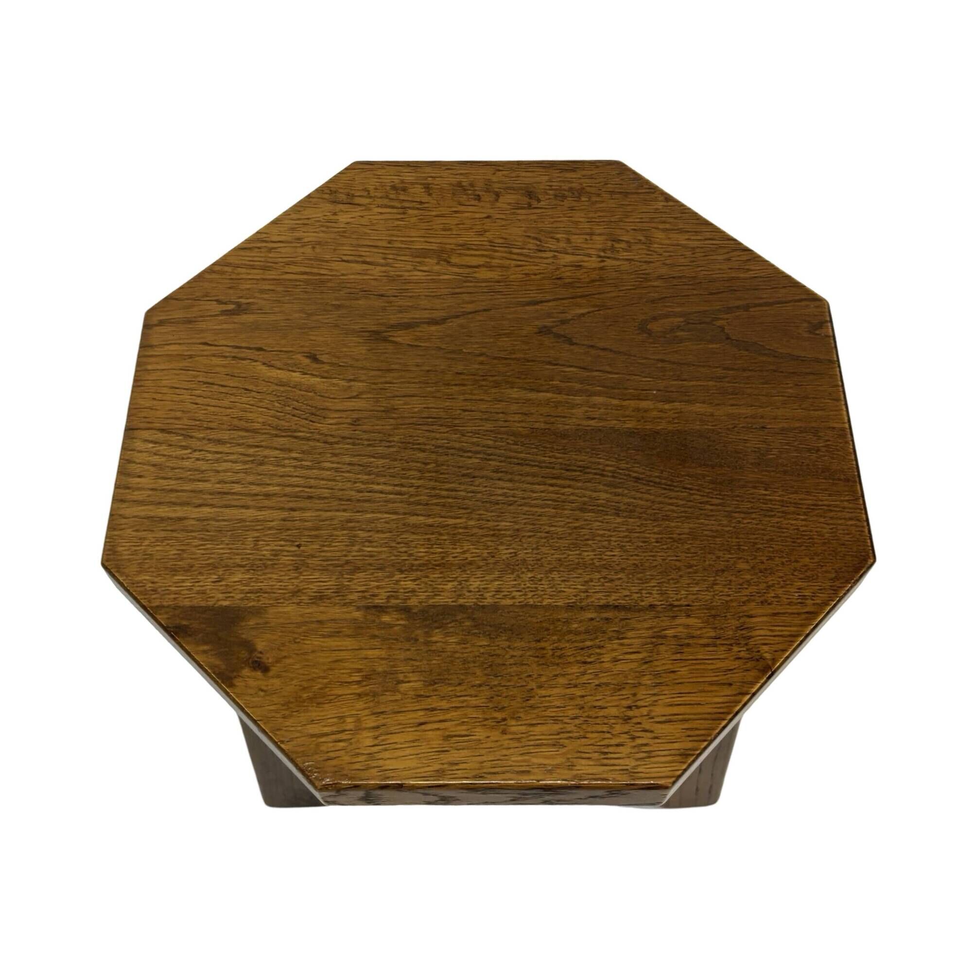 Tables d'appoint hexagonales brutalistes en chêne, années 1950, lot de 3