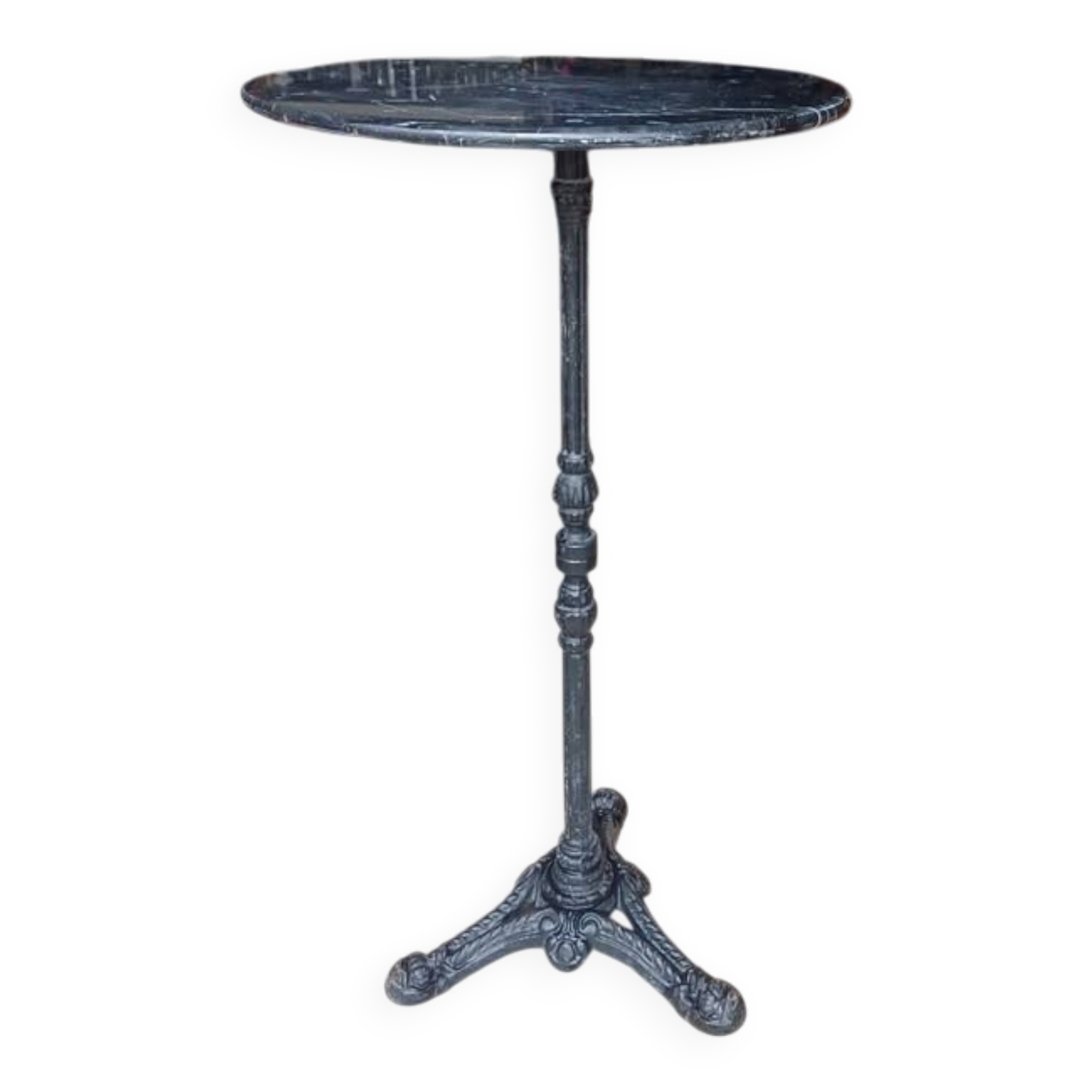 High Vintage Bistro Table – Black Marble & Cast Iron –