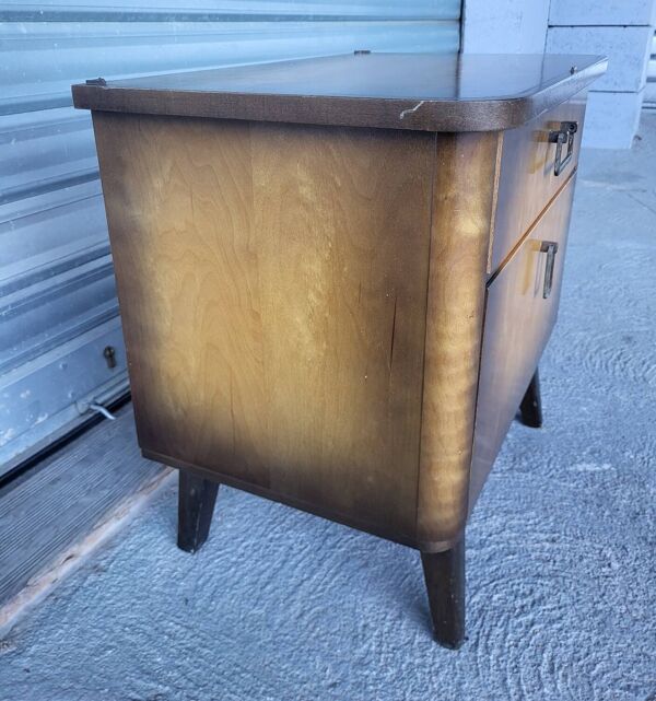 Coiffeuse commode miroir triptyque et chevet style scandinave Vintage