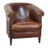 English style sheep leather club chair finished with decorative nails