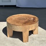 Quadripod coffee table in solid wood monoxyl natural color (dark)