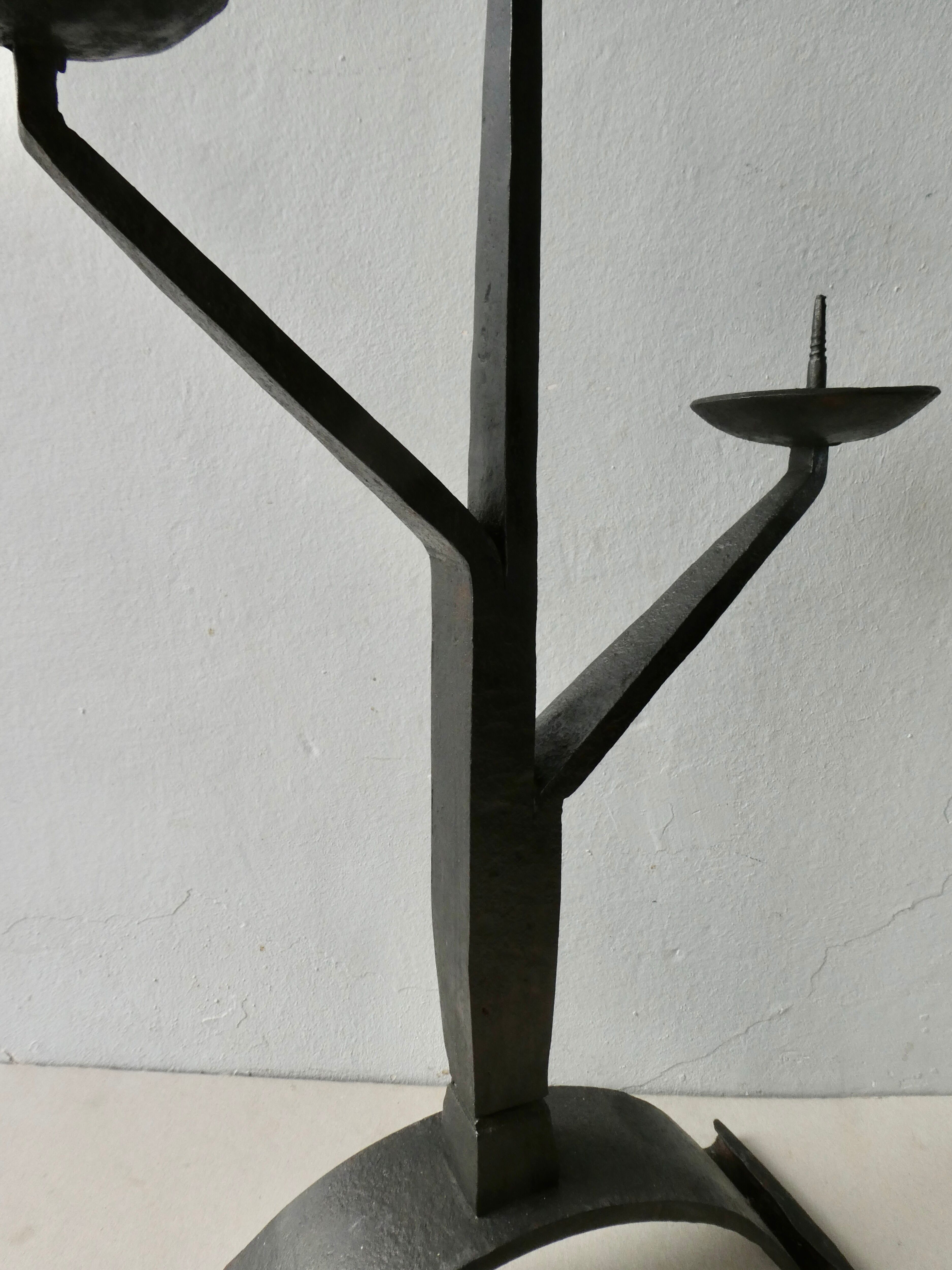 Wrought iron chandelier, brutalist style, 60s