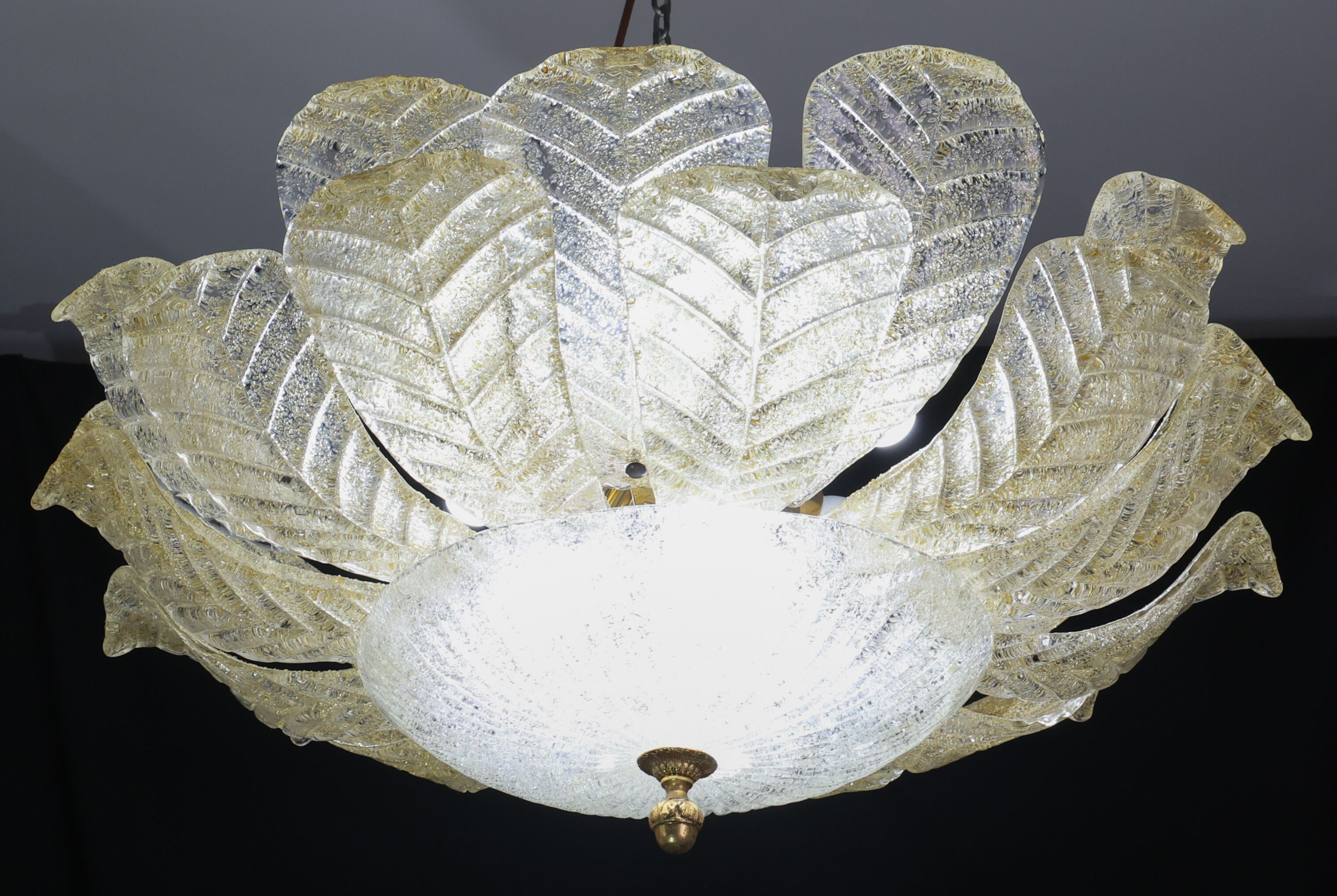 Dubai, Large Size Murano Glass Gold Flush Mount, 1970s