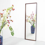 Large vintage mirror with teak and metal frame, 1960's 37x114cm