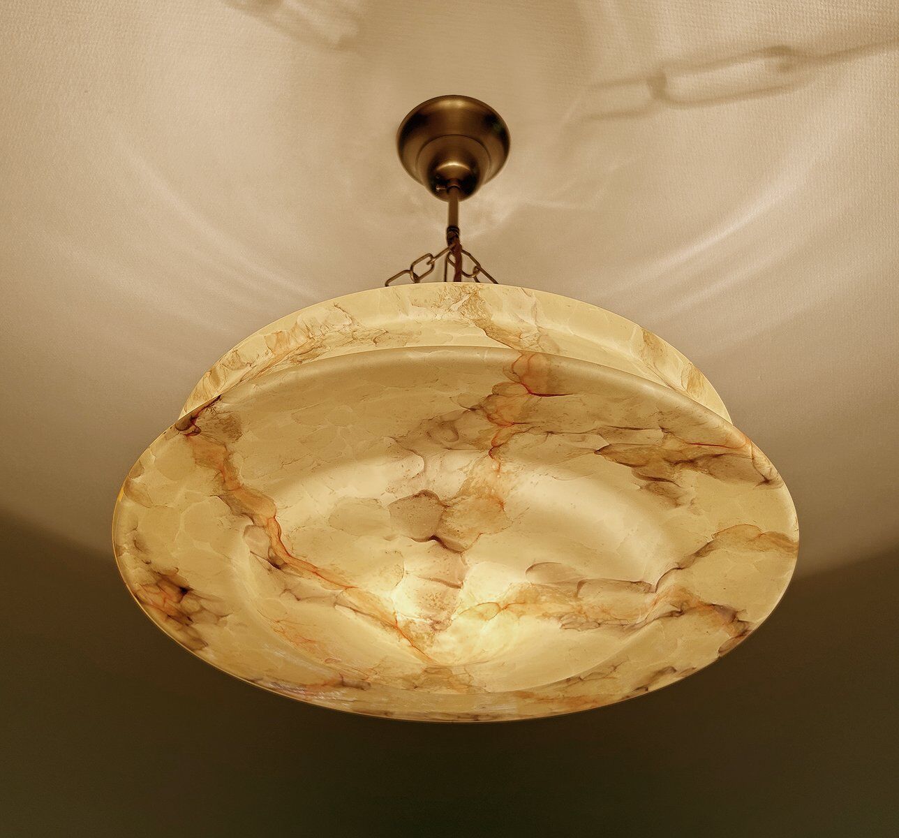 Art Deco pendant light in amber marble glass