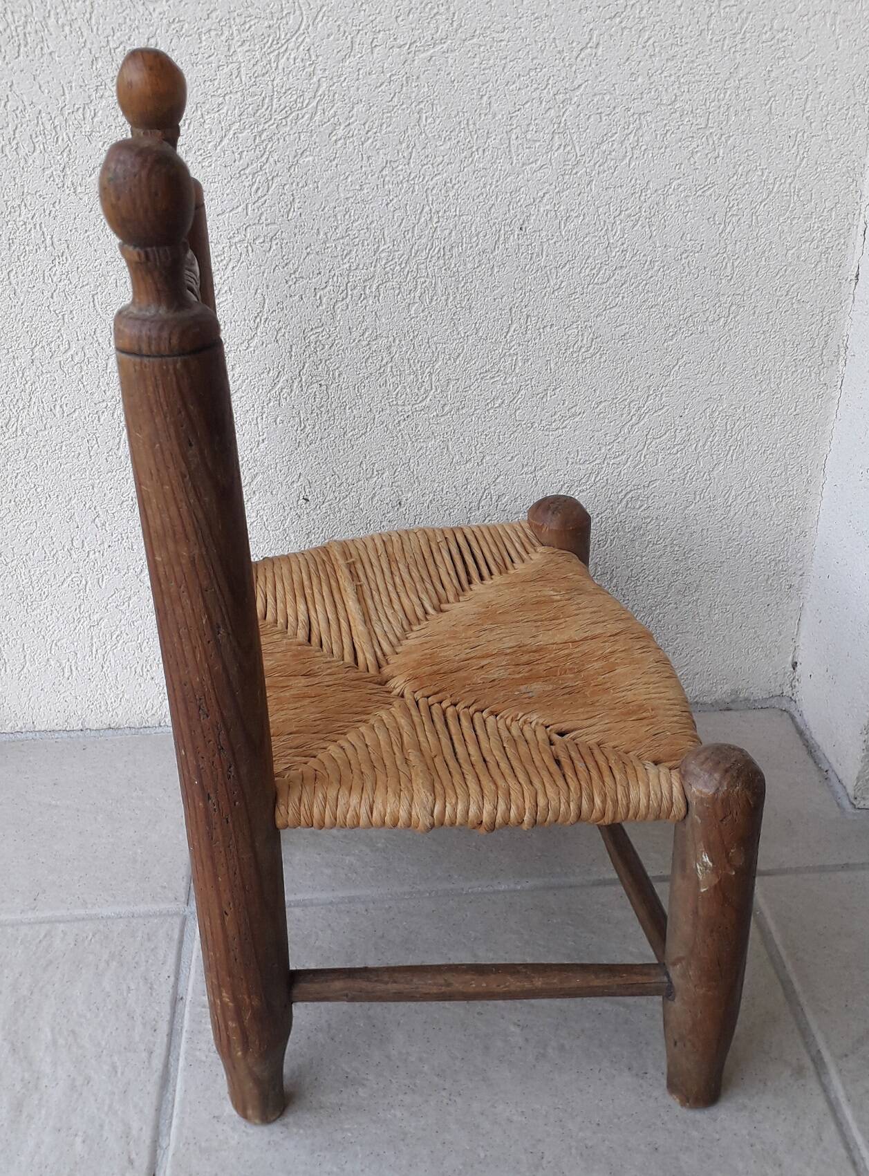 Chaise enfant bois et paille