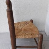 Children's wooden and straw chair