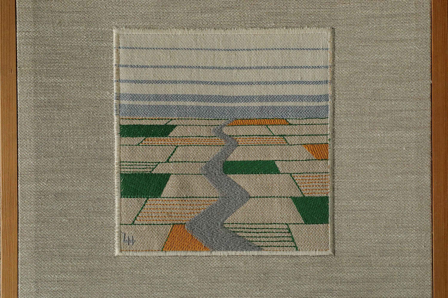 Tapisserie murale du paysage fluvial finlandais par Liisa Hjelt pour Lapua Kankuri, 1993