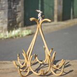 Bamboo and rattan pendant light from the 60s/70s, Louis Sognot style bamboo chandelier