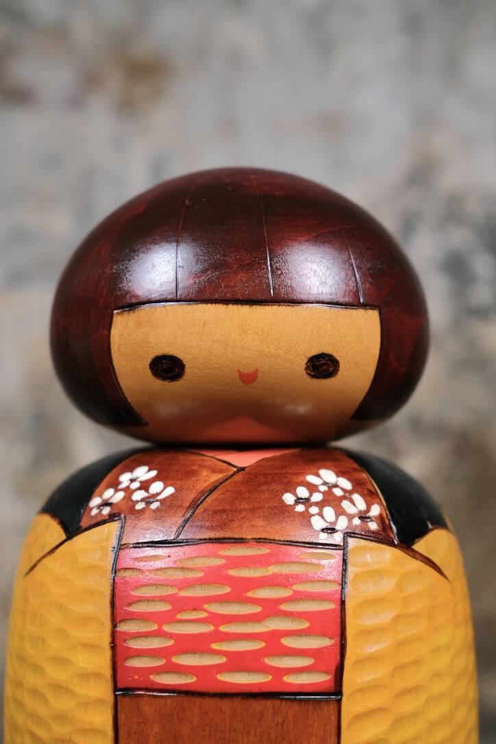 Sosaku Kokeshi colorée par Bitoku, Japon, 1970s
