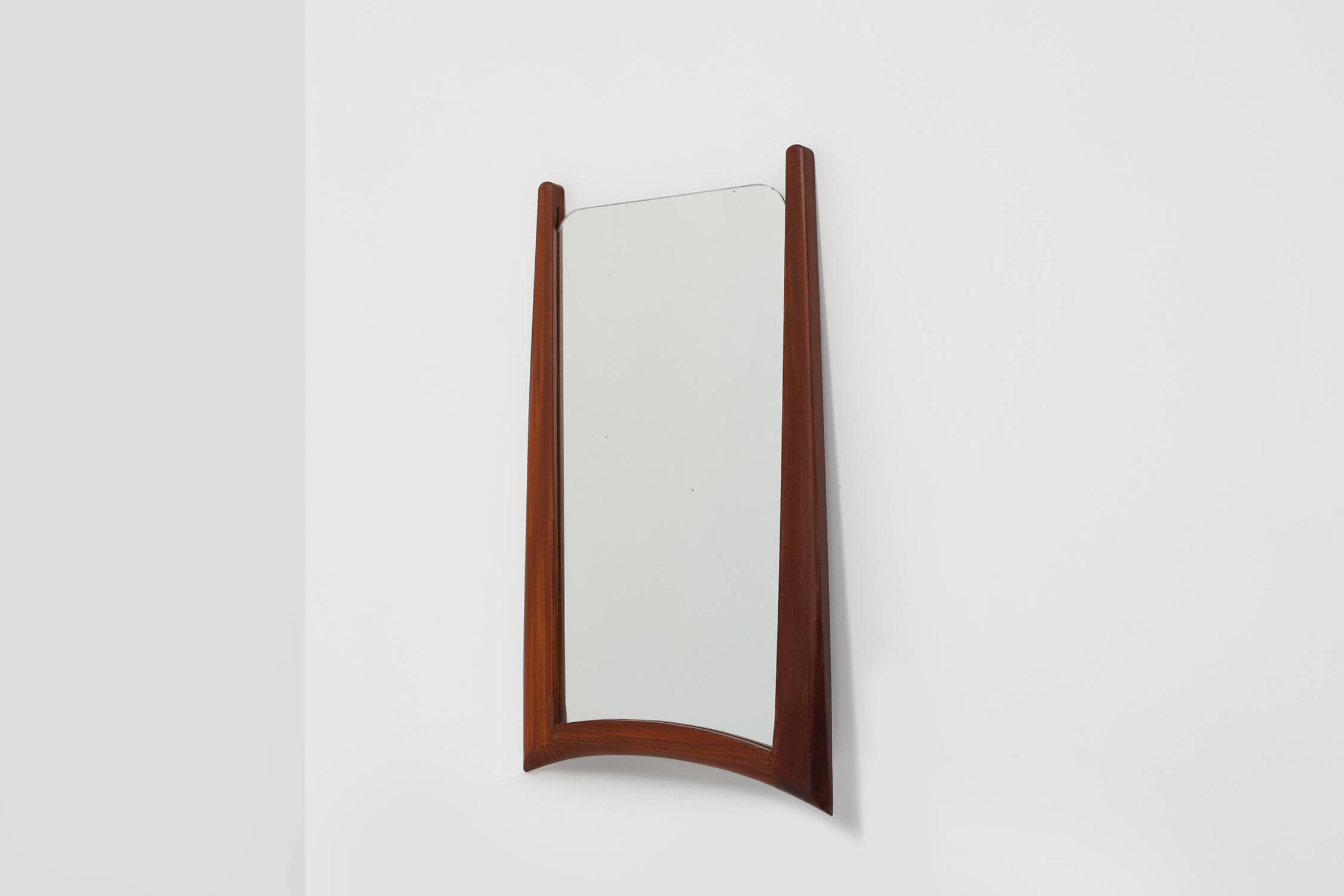 Vintage organic Scandinavian 1960s solid teak wood wall mirror
