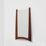 Miroir mural vintage organique scandinave des années 1960 en bois de teck massif