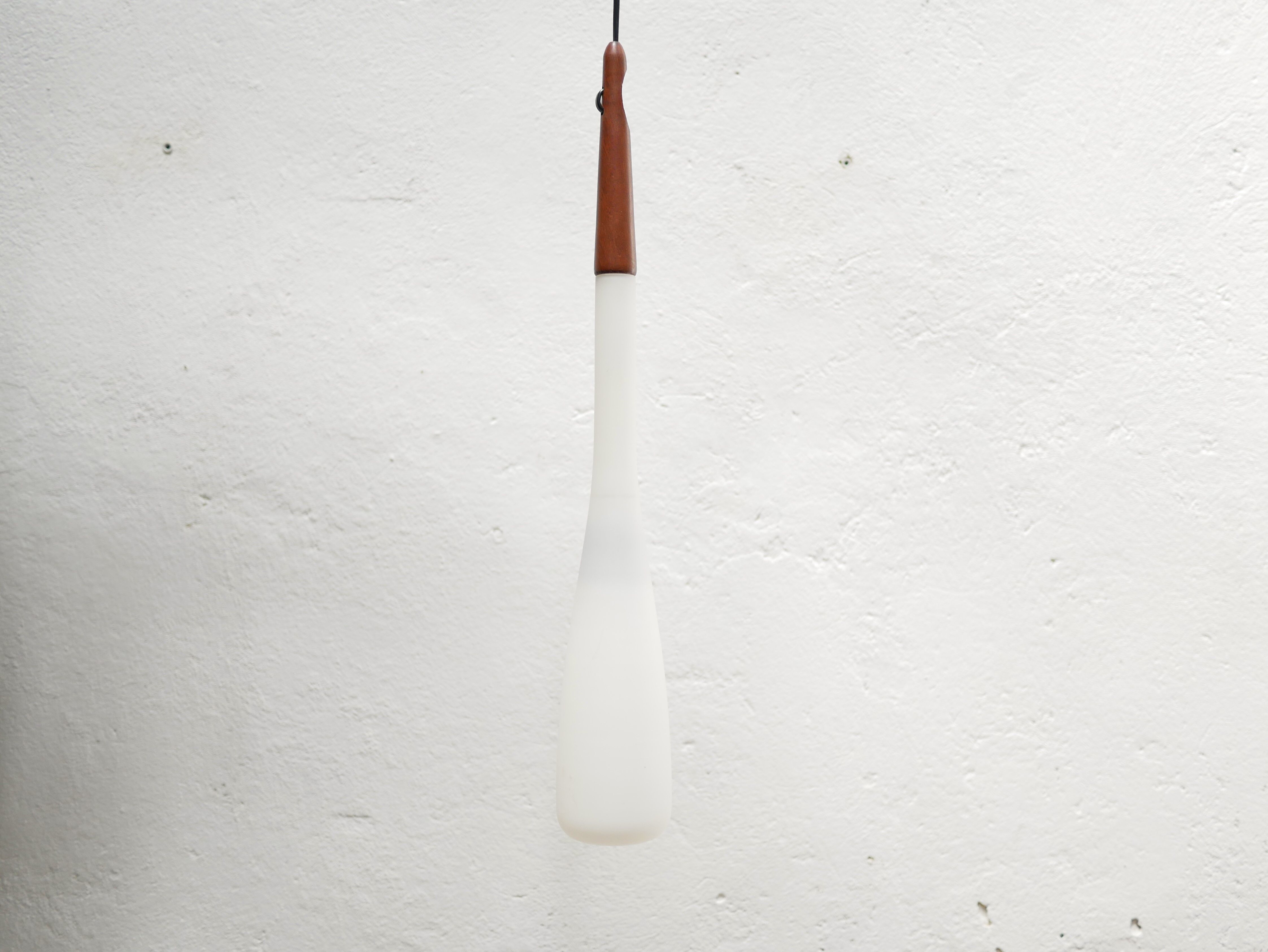 Scandinavian suspension opaline and teak by Uno and 'Sten Kristiansson' for Luxus editions