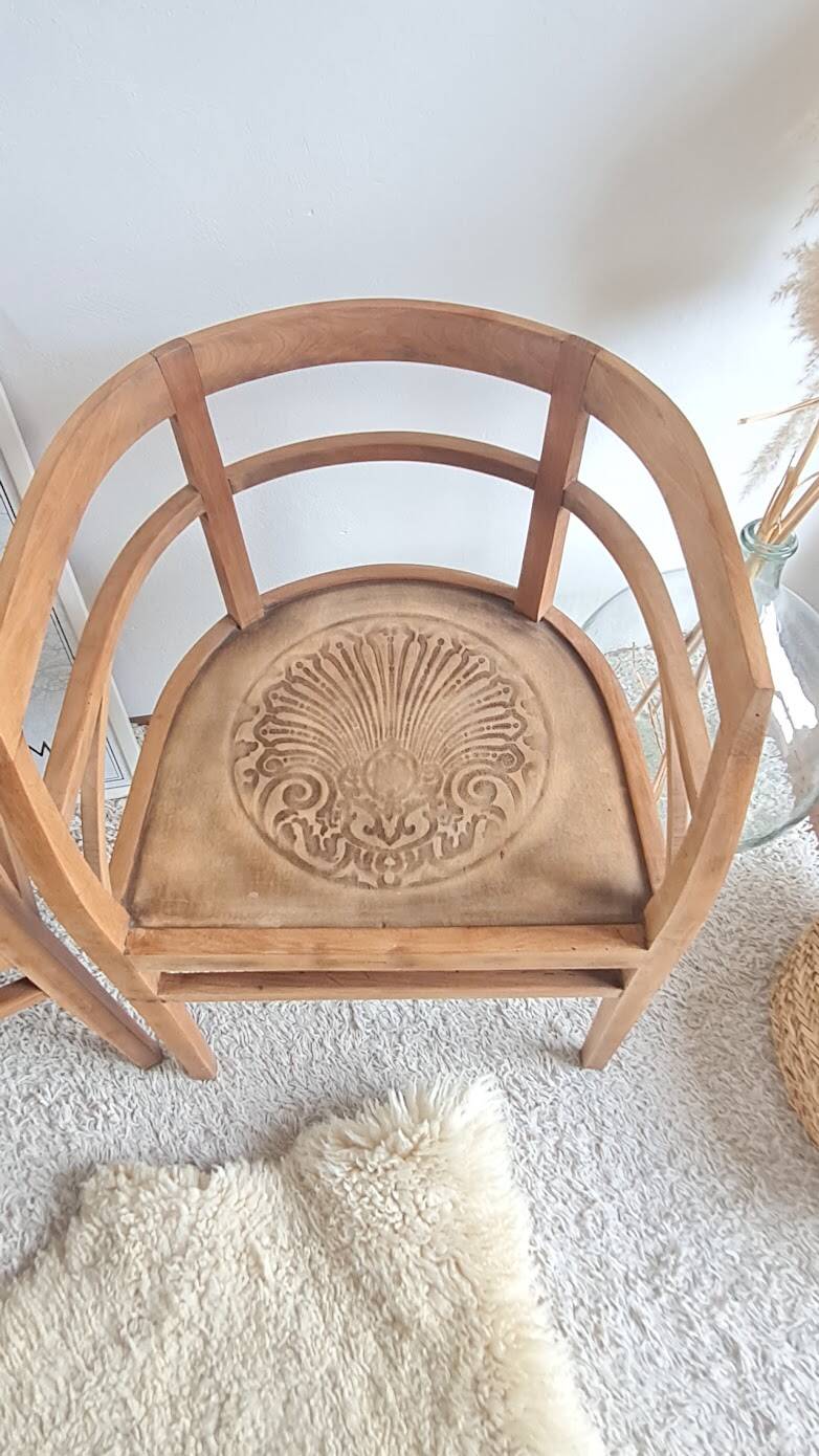 Pair of chairs in the style of antique armchairs circa 1940 - engraved seat.