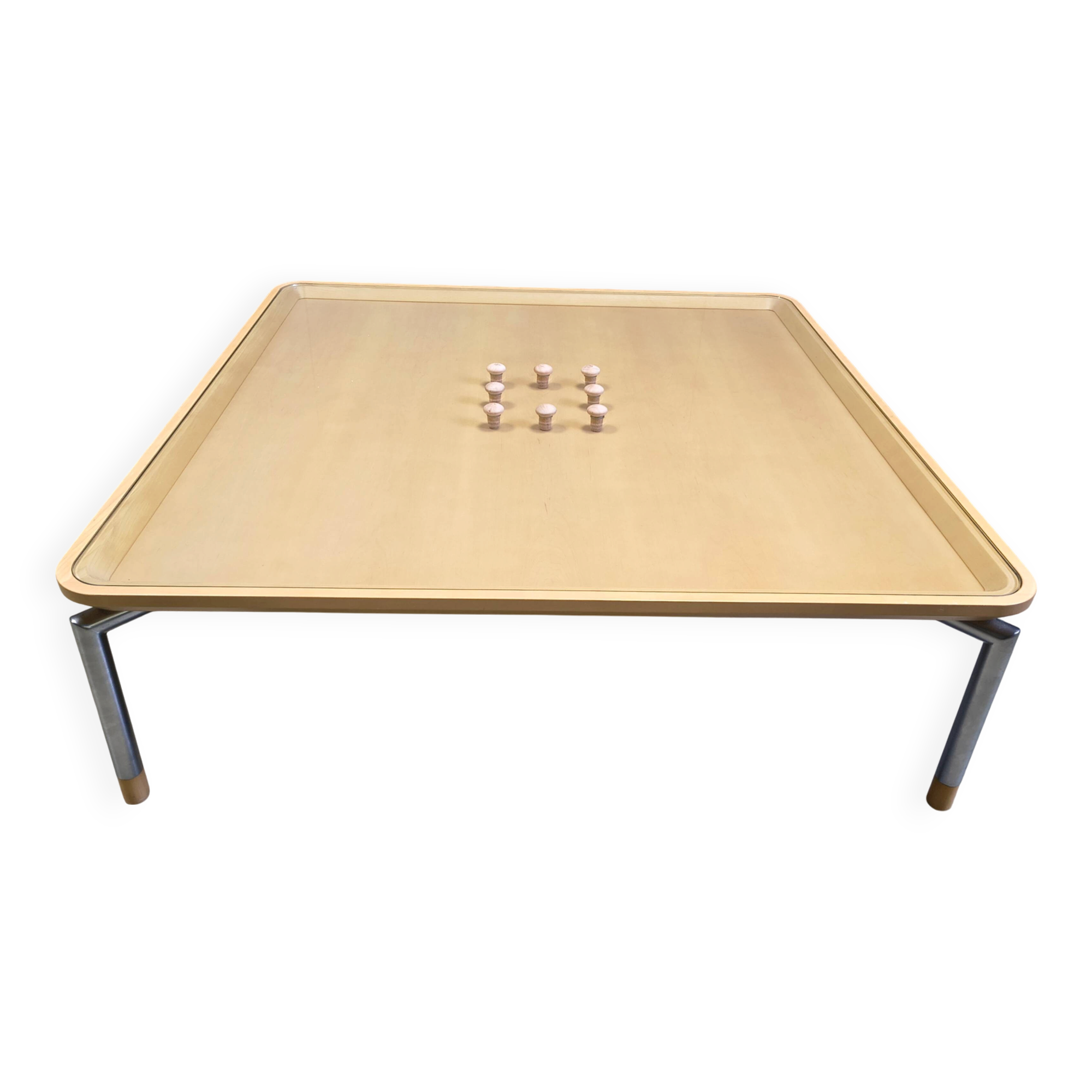 Table basse post-moderne en liège et en verre, années 1980