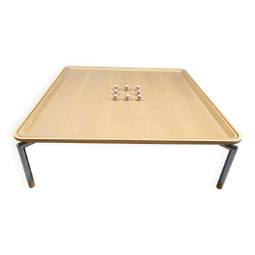 Table basse post-moderne en liège et en verre, années 1980