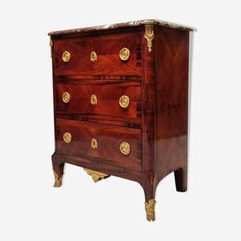 Commode d'entre deux style transition, satin & amarante, 19th