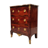 Commode d'entre deux style transition, satin & amarante, 19th