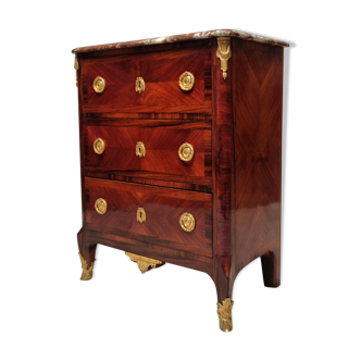 Commode d'entre deux style transition, satin & amarante, 19th