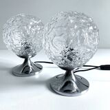 Pair of Vintage Glass Bubble Bedside Lamps