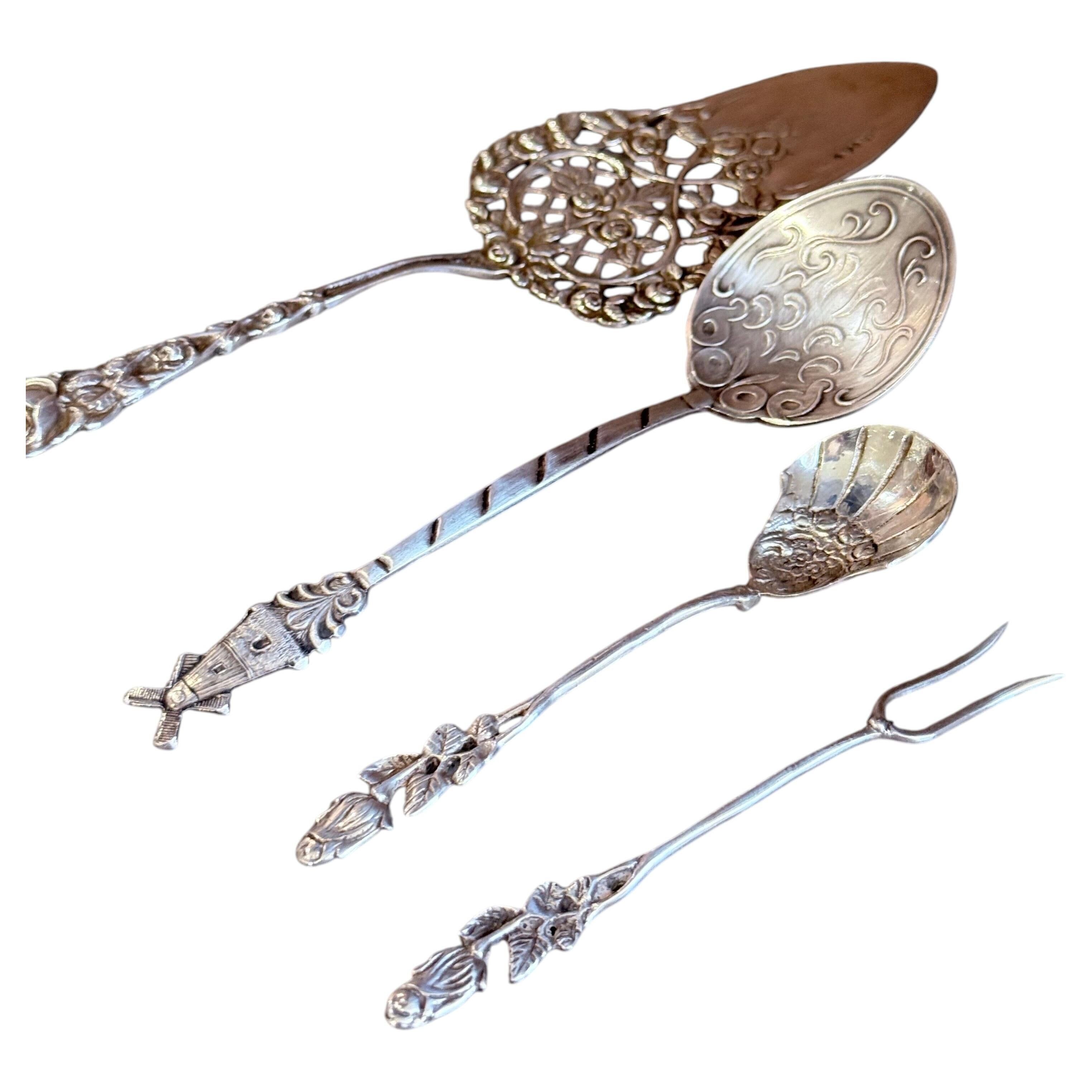 Antique Swedish Sterling Silver Hors d'Oeuvre and Dessert Serving Set, 1949