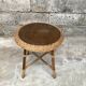 Vintage side table in bohemian old rattan wicker 1950