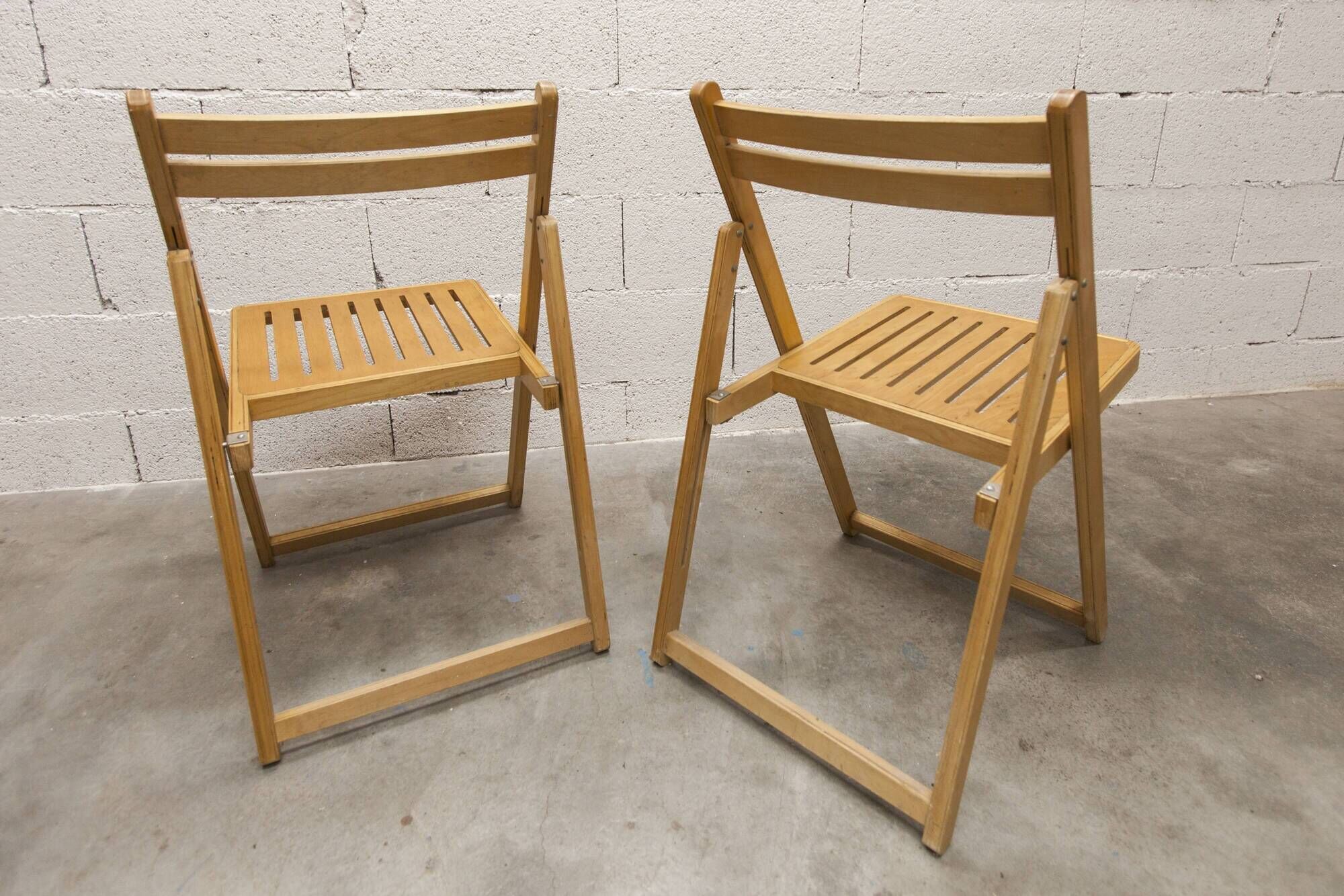 Paire de chaises pliantes Ikea 1970 couleur miel