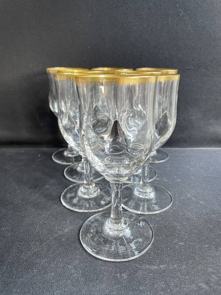 8 Daum gold-plated wine glasses