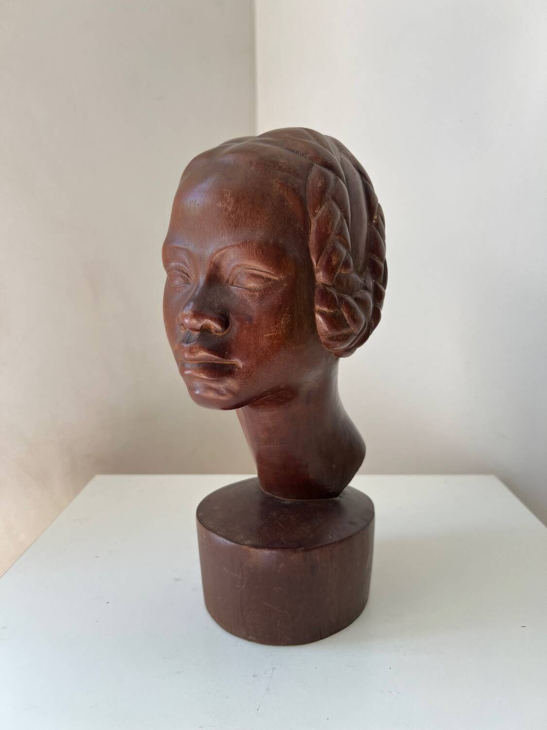 Art Deco bust of a young African woman, 1930s, wood