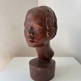 Art Deco bust of a young African woman, 1930s, wood