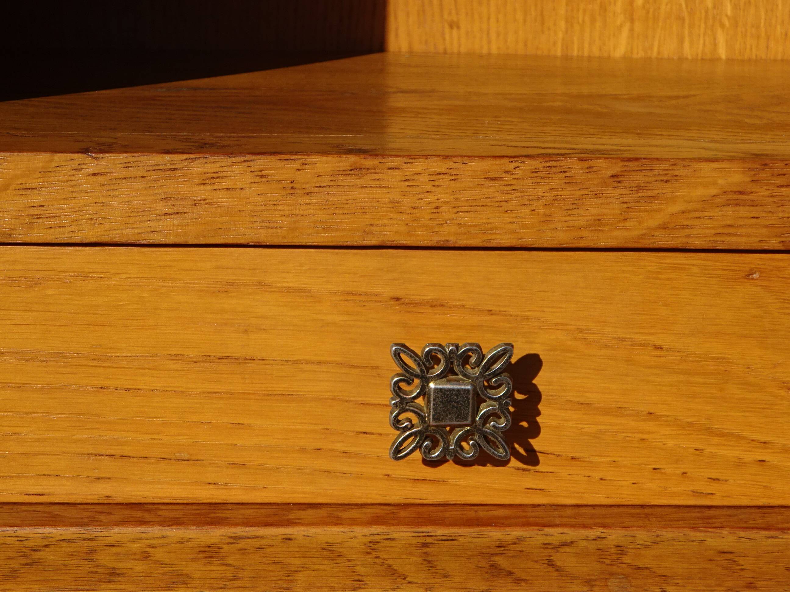 Oak bedside table with tapered legs