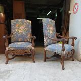 Pair of large antique Baroque style armchairs, in perfect condition.