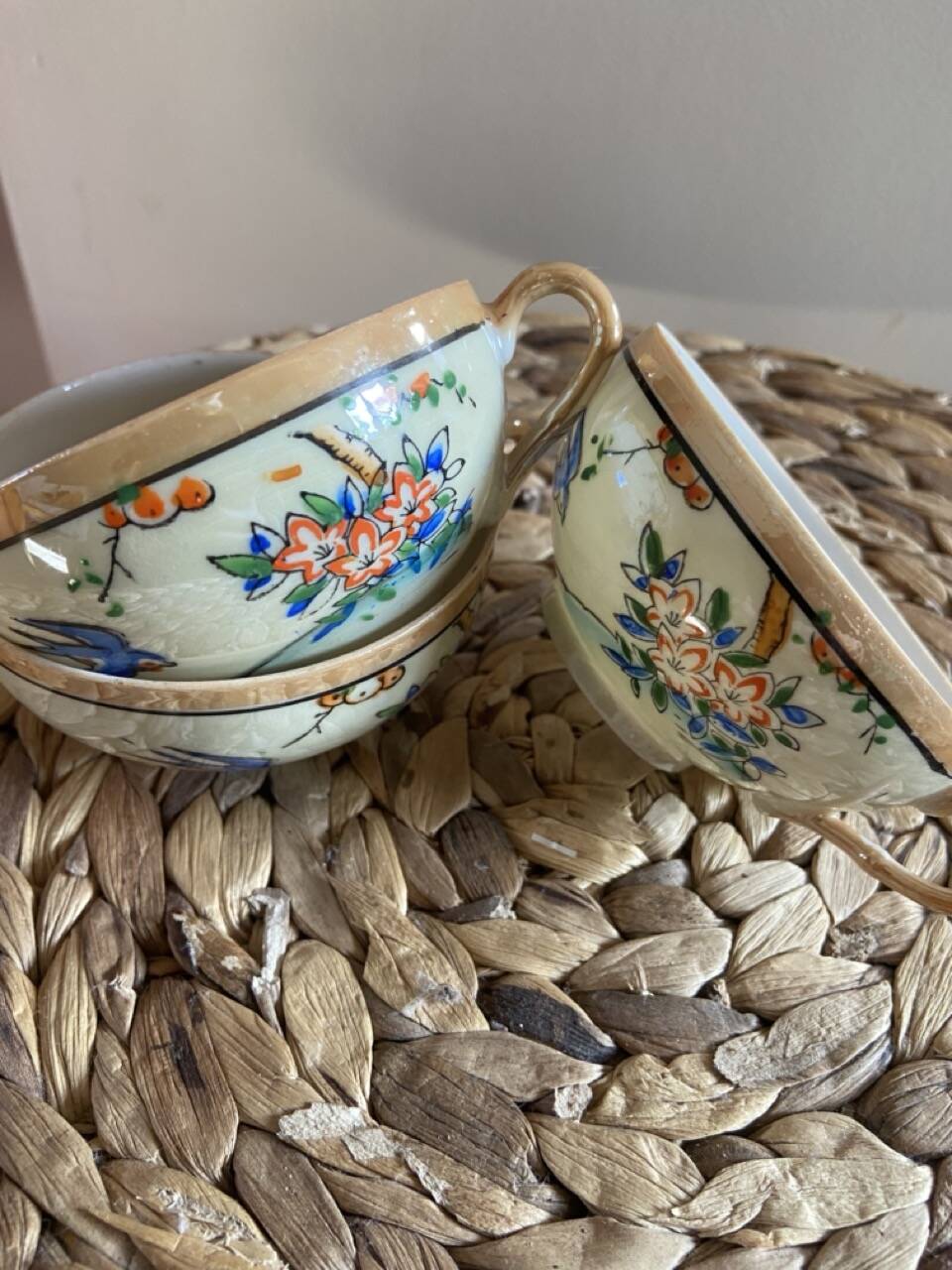 Japanese eggshell tea service cups