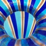 Murano Glass Vase with Blue and Light Blue Canes and Avventurine, 1980s