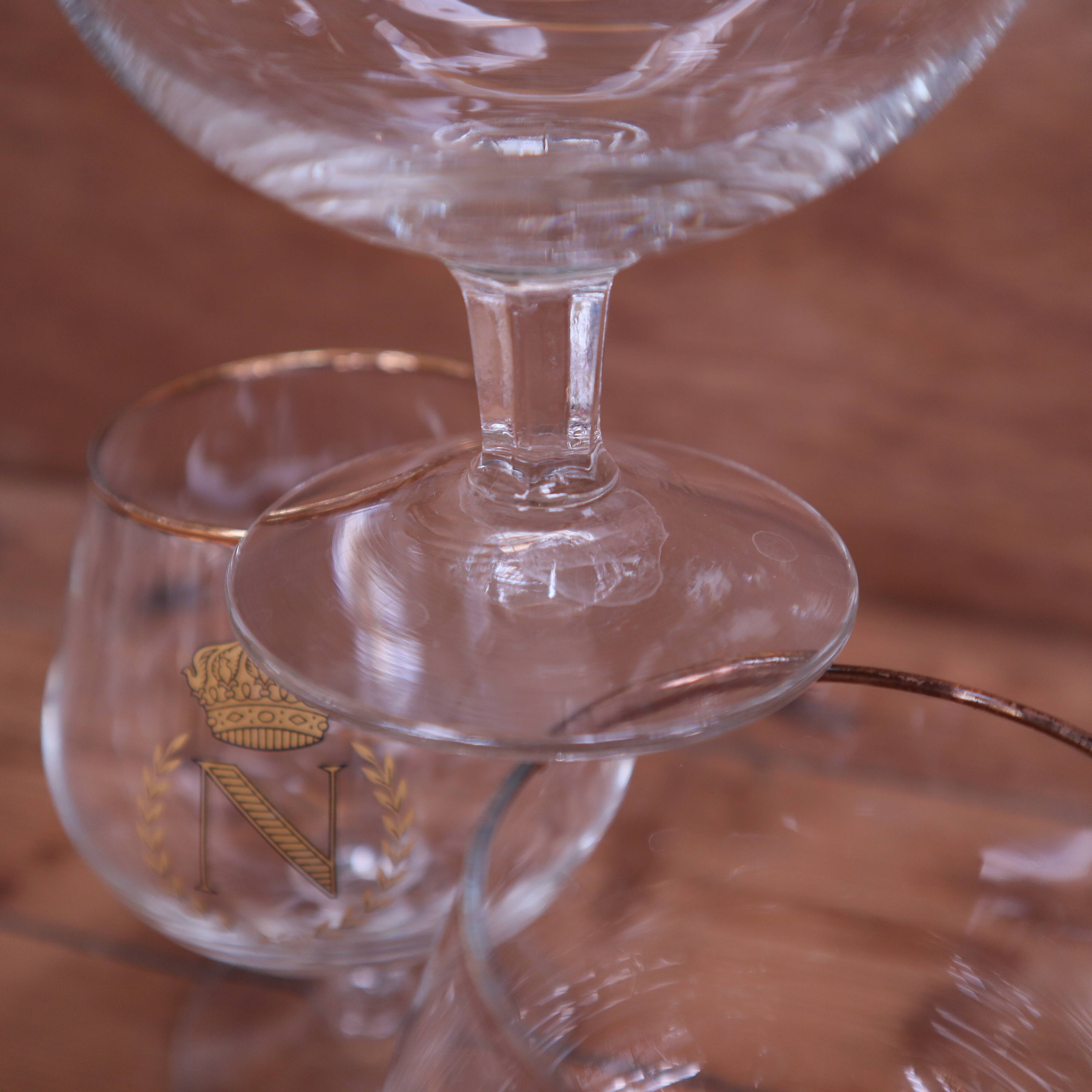 4 antique large Cognac glasses NAPOLEON