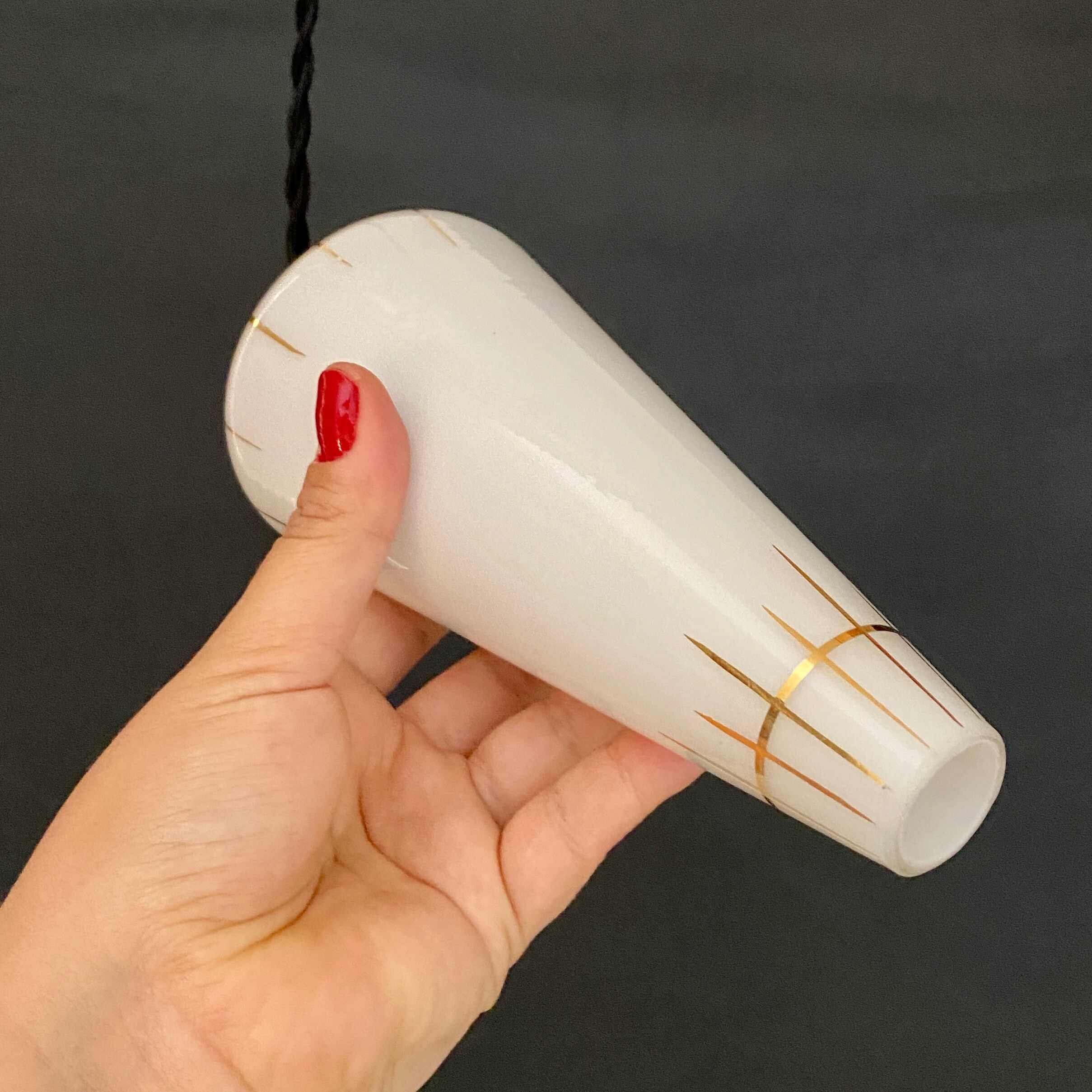 Vintage art deco globe pendant lamp in opaline